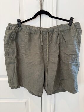Caslon 9” Linen Drawstring Shorts Size XXL Green Beetle